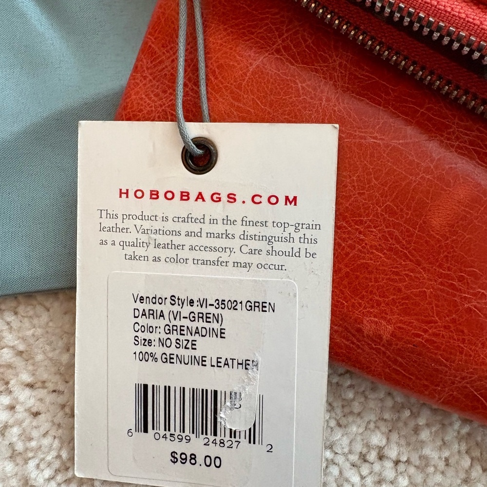 Hobo bags Grenadine Orange Red Leather crossbody clutch. - Picture 3 of 10